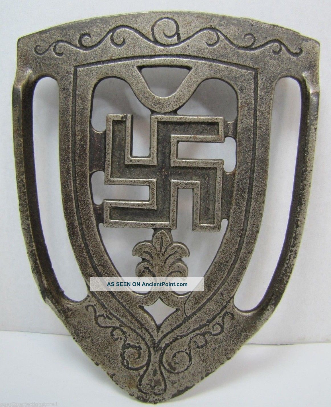Antique Cast Iron Swastika Good Luck Trivet Early 1900s Era Hearthware Scroll Trivets photo