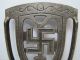 Antique Cast Iron Swastika Good Luck Trivet Early 1900s Era Hearthware Scroll Trivets photo 2