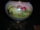 Antique 1800s Victorian Fostoria Oil Lamp Gwtw Hand Painted Font,  Wick Lamps photo 5