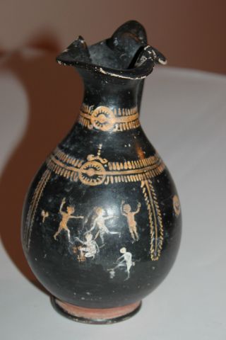 Unique Ancient Greek Pottery Gnathian Olpe 4th Century Bc Wine Cup photo