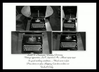 Ww2 Seidel & Naumann Erika No.  5 Portable Typewriter & Wood Case,  1939 - 1940 photo