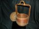 Early Antique Hand Woven Brown Wicker Basket From Floyd Buckley Estate Primitives photo 1