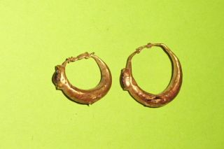 Ancient Roman Gold Earrings Garnets Jewelry Old Artifacts 22k - 24k Antique photo