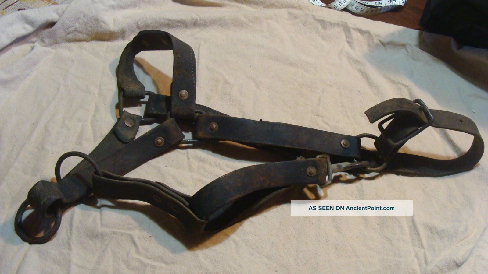 Ant Vtg Leather Horse Halter Headstall Western Rustic Cabin Primitive Barn Primitives photo
