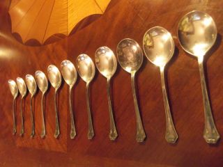 Antique Reed & Barton Soup/gumbo Spoons,  Set O 12,  1930 ' S Vintage? Silverplate. photo