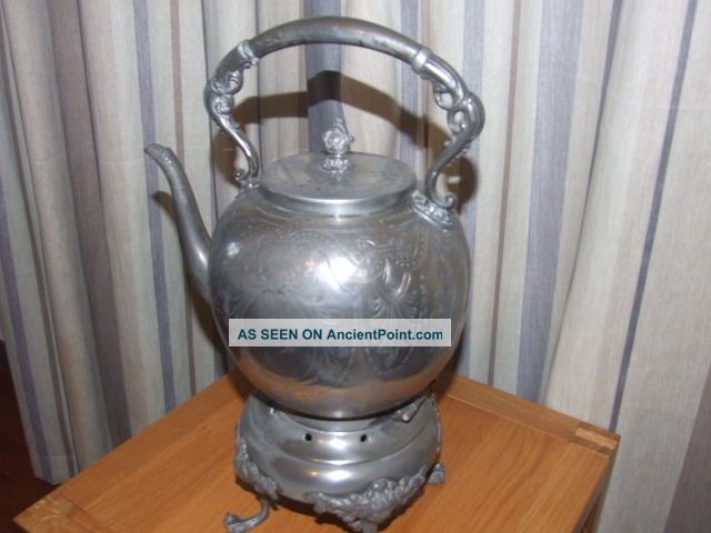 Vintage White Metal Spirit Kettle With Burner European photo