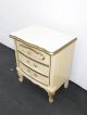 Vintage French Provincial Off White & Gold Gilt Nightstand W Brass Hardware Post-1950 photo 2