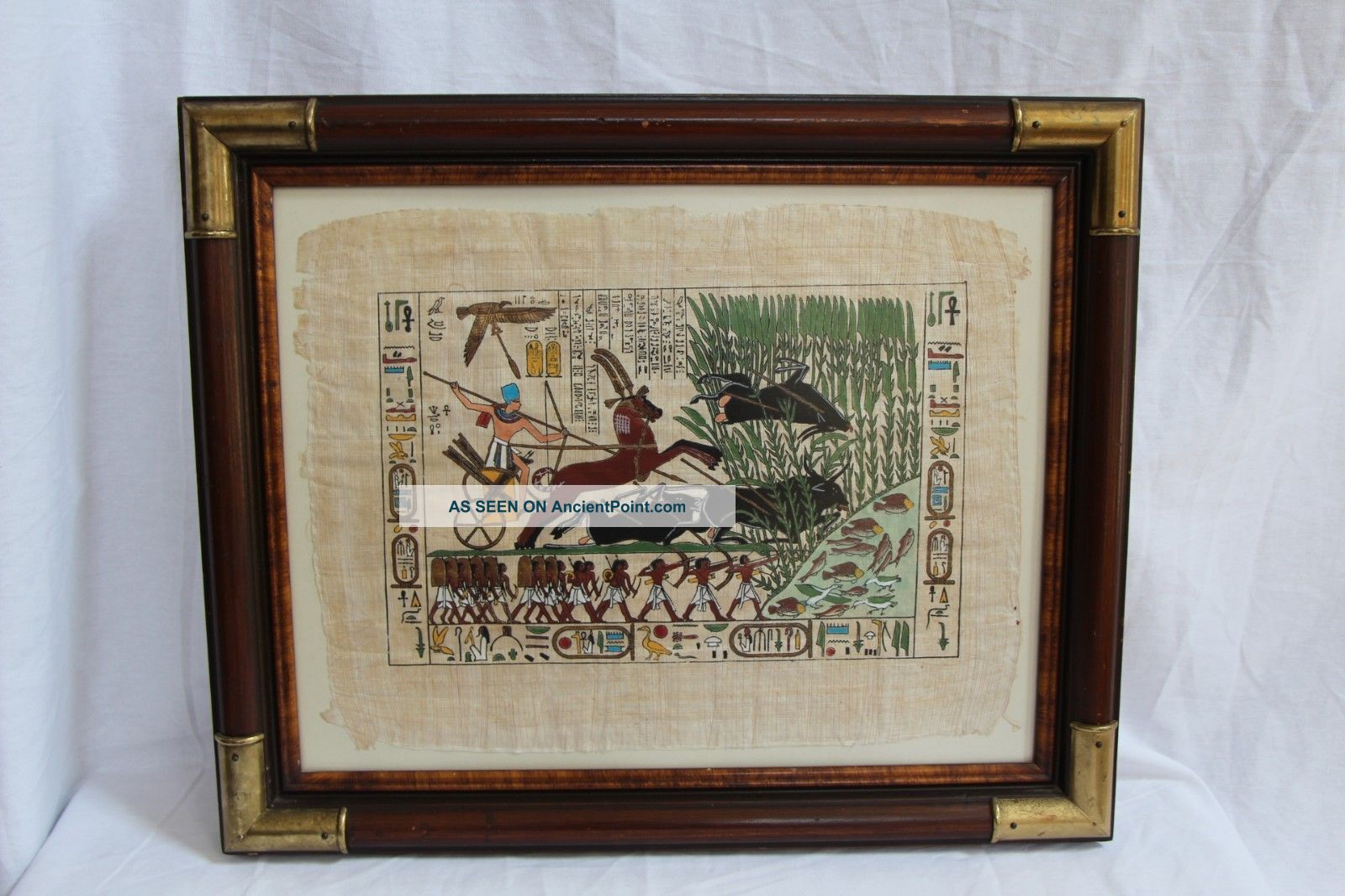Vintage Egyptian Pharoah Chariot Painting Egypt Artwork Framed Egyptian photo