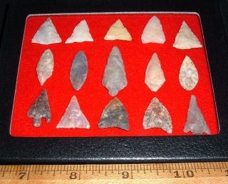 (15) Assorted Sahara Neolithic Points W/case Prehistoric African Arrowheads photo