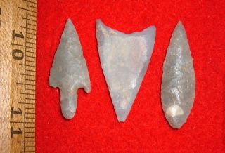 (3) Fine Assorted Sahara Neolithic Points,  Tools,  Prehistoric African Arrowheads photo