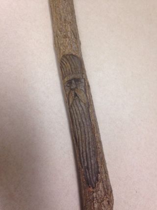 Vintage Wood Hand Carved Tree Branch Walking Stick Cane Hiking 48 1/2 