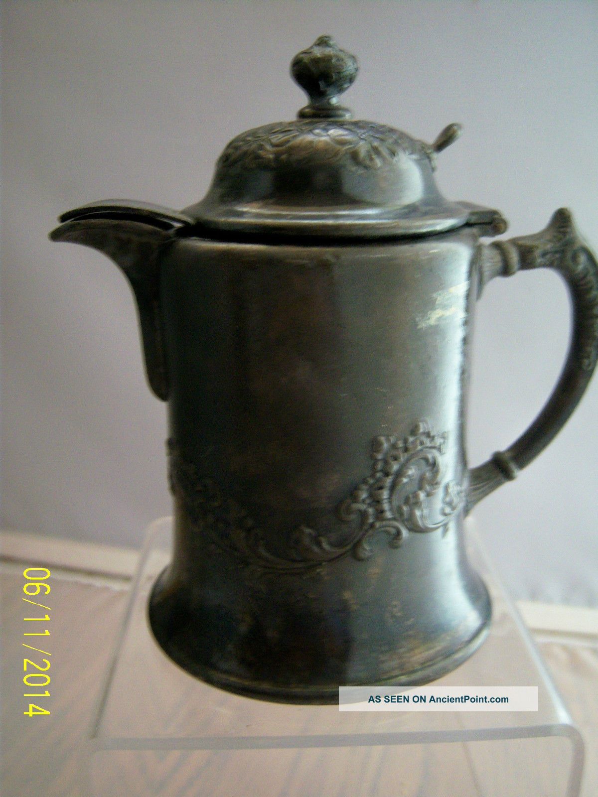 Antique Pairpoint Syrup Pitcher No.  1727 Hinged Lid Quadruple Plate Exc.  Cond. Pitchers & Jugs photo