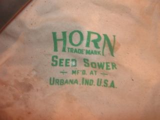 Vintage Seed Sower Cyclone Seeder Co Urbana Indiana Antique Horn Trademark photo