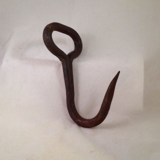 Vintage Antique Forged Iron Hook Primitive Hay Cargo Farm Warehouse Industrial photo