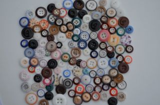 125+ Shabby Primitive China Button Mix Of Color Size Shape All Sew Thru photo