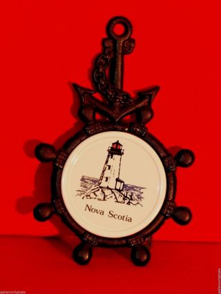 Crown Ship Anchor Cast Iron Trivet Nova Scotia Lighthouse Wall Cup Stove Vintage photo