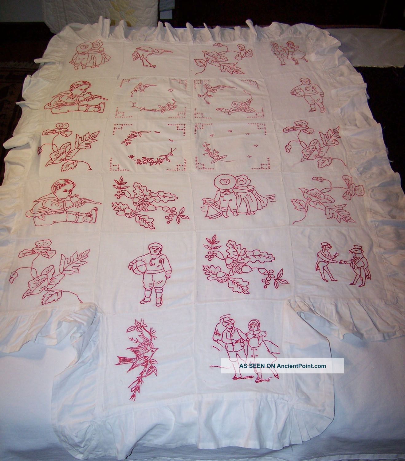 Vintage Embroidered Baby Carriage Cover Or Bedspread Baby Carriages & Buggies photo