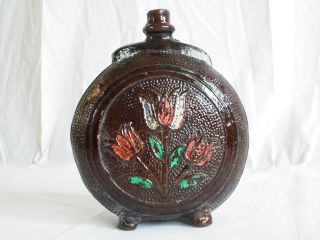 Antique Ceramic Glazed Vessel Water Wine Handmade Painted Bulgaria photo