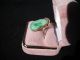 Vintage Bright Apple Green Carved Jadeite/jade And 14k Gold Ring Necklaces & Pendants photo 2