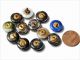 Collection (12) 14mm Rare Antique Czech Satin Striped Glass Waistcoat Buttons 1 Buttons photo 1