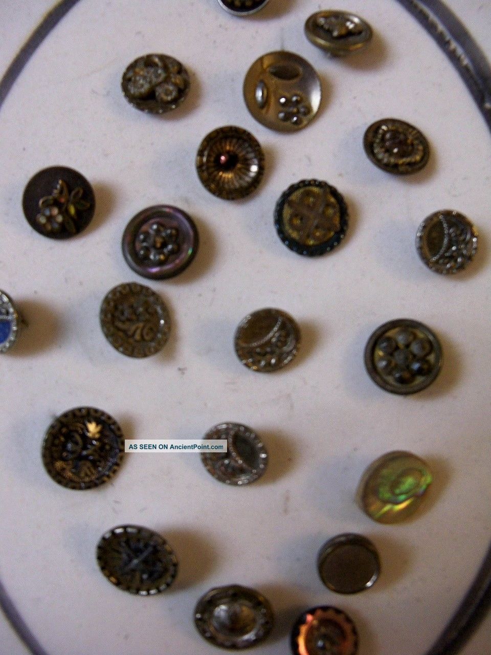 Antique Buttons 21 Different Steel Diminutives Wire Shank