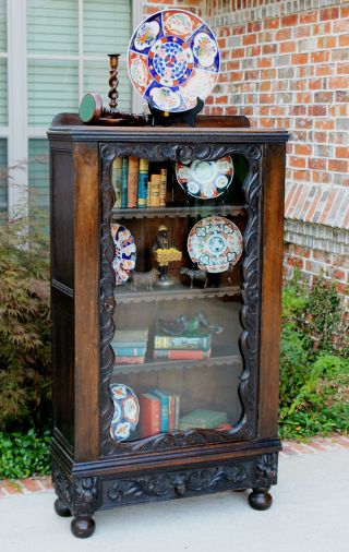 Antique French Dark Oak Gothic Renaissance Bookcase Displaycabinet Vitrine19th C photo