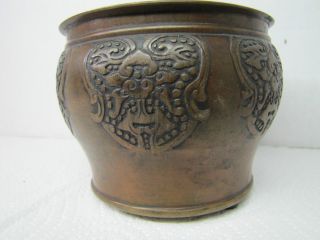Vtg Japanese Bronze Planter Pot Bowl Sml Designed Throughout 3 Foot Signed Japan photo