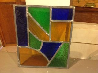 Antique Authentic Stained Glass Window Pane Vintage From A Door photo