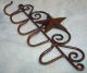 Rustic Early American Country Barn Star Key Hanger Holder Aged Copper 5 Hooks Hooks & Brackets photo 7