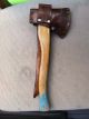 Antique Native American Indian H/made Knife Axe W/leather Scabbard Sheath Sign Native American photo 3