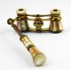 Antique French Opera Glasses With Retractable Handle Golden Mother Of Pearl 88 Victorian photo 4