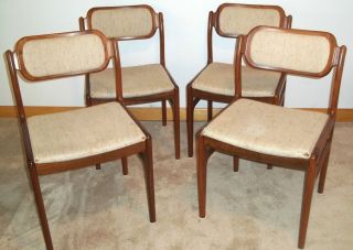 Set Of 4 Mid Century Modern Danish Rosewood Upholstered Chairs photo