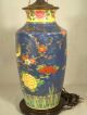 Very Colorful Hand Painted Oriental Asian Chinese Pottery Lamp Birds Flowers Lamps photo 2