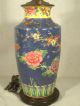 Very Colorful Hand Painted Oriental Asian Chinese Pottery Lamp Birds Flowers Lamps photo 3