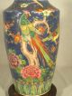 Very Colorful Hand Painted Oriental Asian Chinese Pottery Lamp Birds Flowers Lamps photo 4