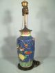 Very Colorful Hand Painted Oriental Asian Chinese Pottery Lamp Birds Flowers Lamps photo 5