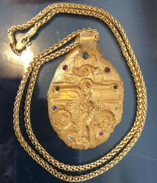 $2500 Antique Ancient Style Roman Jesus Pendant Gold Silver Diamond Make Offer photo