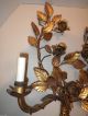 Hollywood Regency Style Gold Gilt Toleware Metal Roses Electric Wall Sconce Chandeliers, Fixtures, Sconces photo 1