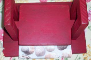 Primitive Wood Napkin Holder Rustic Red Antiqued Country Cottage Farmhouse Decor photo