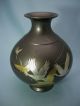 Old Japanese Bronze Vase Crane Vases photo 1