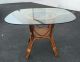 Vintage Bamboo Dining Table Rattan & Wicker Base W/ Square Glass Top W Cane. Post-1950 photo 1