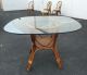 Vintage Bamboo Dining Table Rattan & Wicker Base W/ Square Glass Top W Cane. Post-1950 photo 2