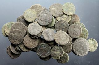 Interesting Bulk - Of 59 Late Roman Coins,  3rd - 4th Century A.  D. ,  Uncleaned photo