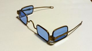 Antique 1800 ' S Blue 4 Lens Eye Sun Glasses Spectacles Victorian Steampunk Rare photo