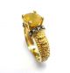 Rose Cut Diamond & Yellow Sapphire Gold Plated Vintage Look Jewelry Ring Size 7 Islamic photo 2