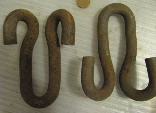 Primitive Art Deco Steam Punk Junk Looks Like Hook Hanger Very Heavy 2 Pieces photo