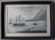 Large Framed Signed Antique Harbor Scene/ships/lighthouse/church/mid 1800s Other photo 7