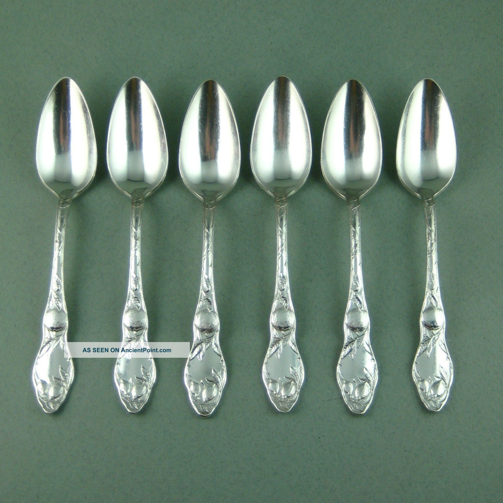 Oneida Silver Orange Fruit Spoons Set 6 Art Nouveau Flatware & Silverware photo