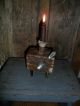 Primitive Chopping Block Rustic With Candle Holder & Candle & Tiny Old Spoon Primitives photo 1