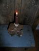 Primitive Chopping Block Rustic With Candle Holder & Candle & Tiny Old Spoon Primitives photo 2